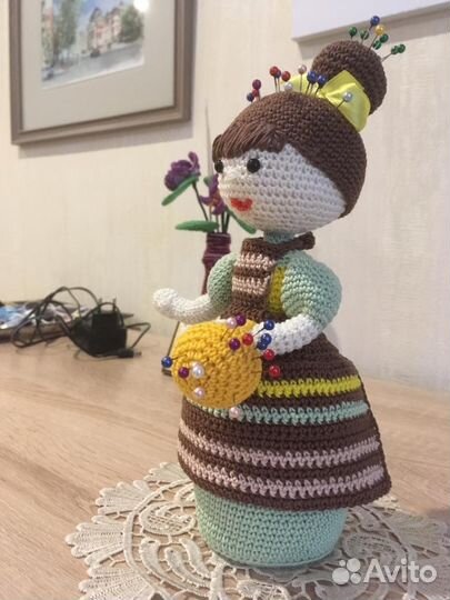 Кукла игольница вязанная 100 hand made