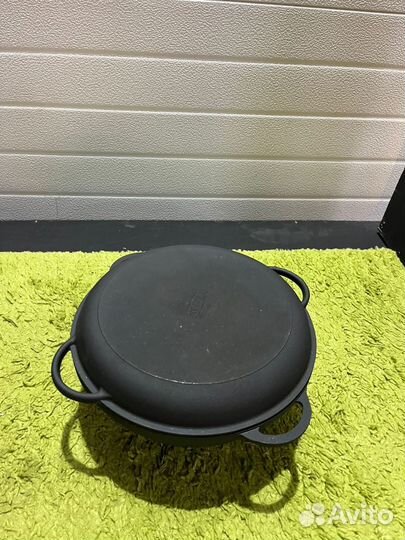 Чугунный казан 12 л. с крышкой сковородой. Ситон