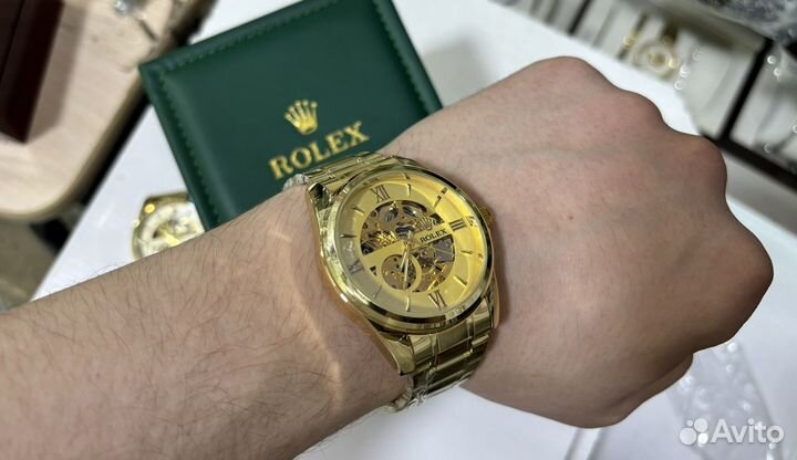 Часы мужские механические rolex золотые lux