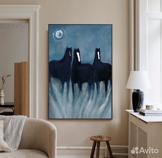 Картина маслом на холсте с лошадьми