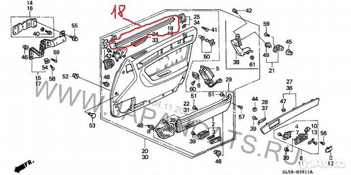Уплотнитель стекла Honda Vigor 72335SL4003