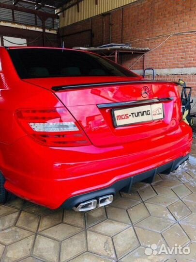 Лип спойлер Mercedes c-class w204 Черный глянец