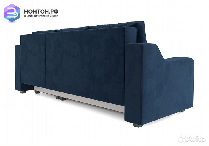 Угловой диван еврокнижка Берн велюр темно-синий
