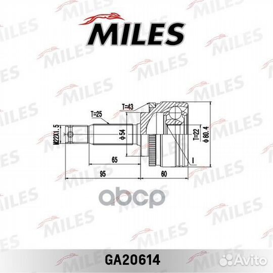 ШРУС mitsubishi colt V 1.5 95-03 нар. +ABS ga20