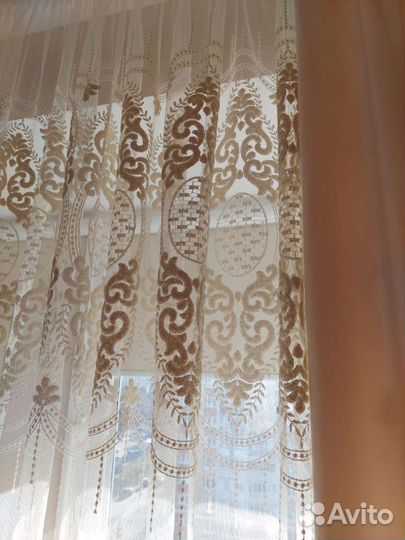 Тюль новая + шторы (б/у)