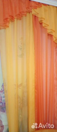 Шторы с ламбрекеном и тюль бу