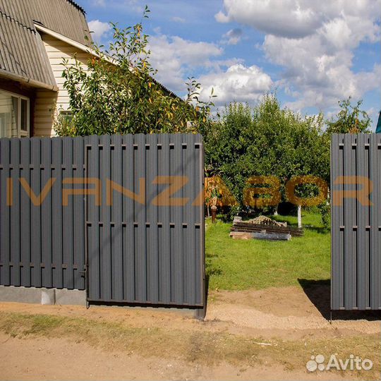 Забор из серого штакетника в Фурманове