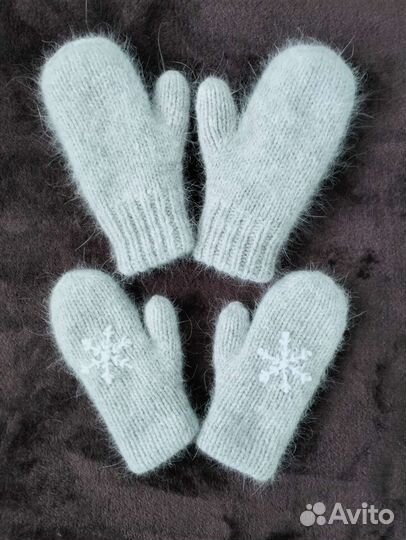 Двойные варежки пух норки