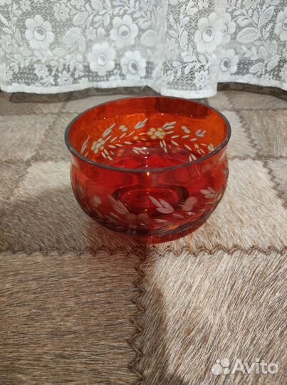 Салатник СССР,Конфетница,ваза красное стекло