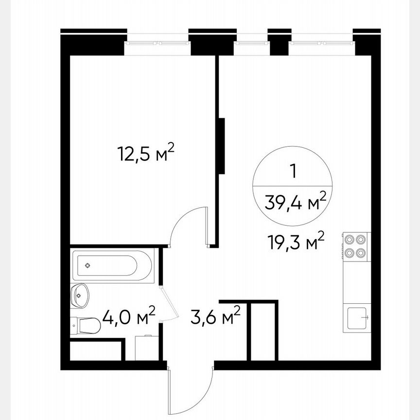 1-к. квартира, 39,4 м², 10/19 эт.
