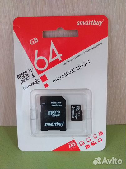 Карта памяти Micro SDxc 64 Гб.Class 10