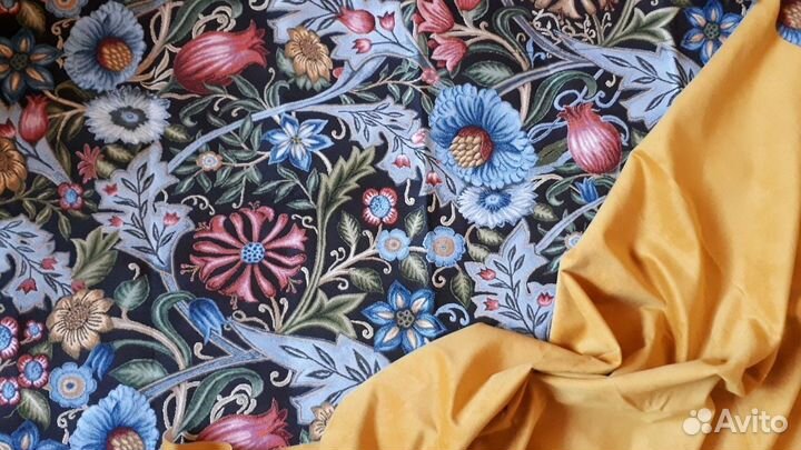 Гобеленовая ткань «Вильгельмина черный фон»