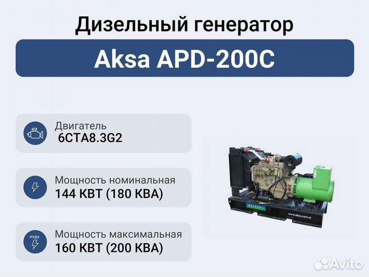 Дизельный генератор 144 кВт Aksa