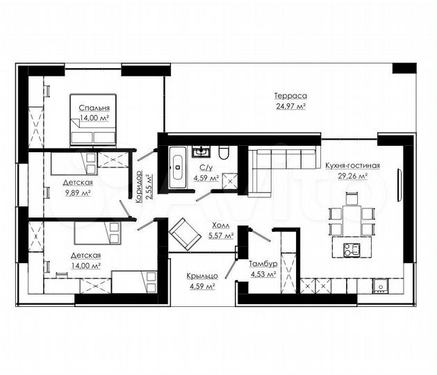 Дом 115 м² на участке 7 сот.