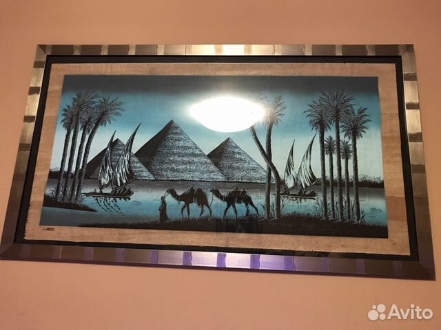 Картина папирус под стеклом в багете