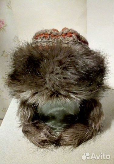 Шапка вязаная с мехом