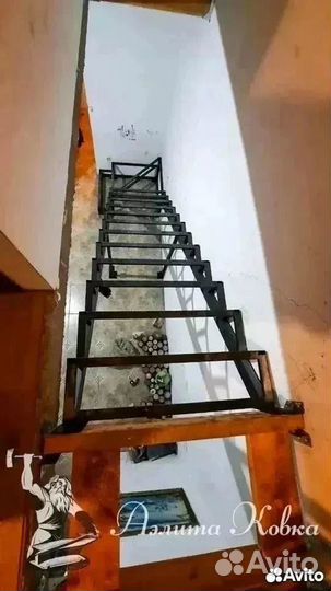 Лестница под зашивку с 2-мя забежными ступенями