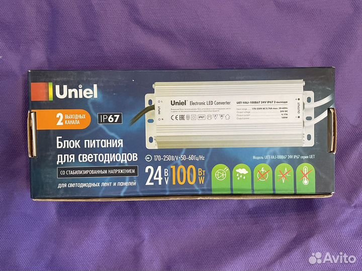 Uniel uet-vaj-100b67 24v ip67 для светодиодов