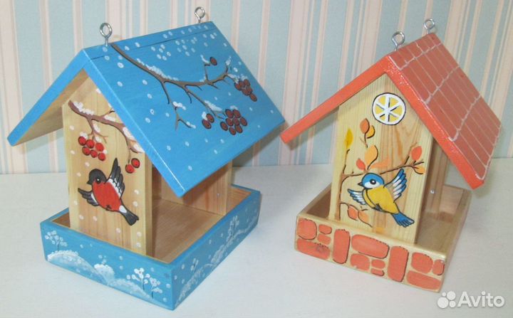 Кормушка для птиц деревянная с росписью