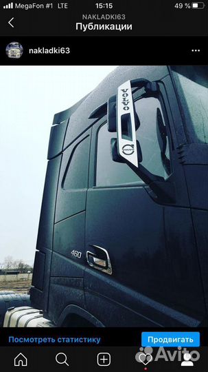 Накладки на зеркала Volvo fh4 из нержавеющей стали