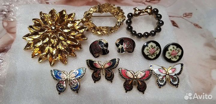 Брошь Бабочка. Пусеты Слоники