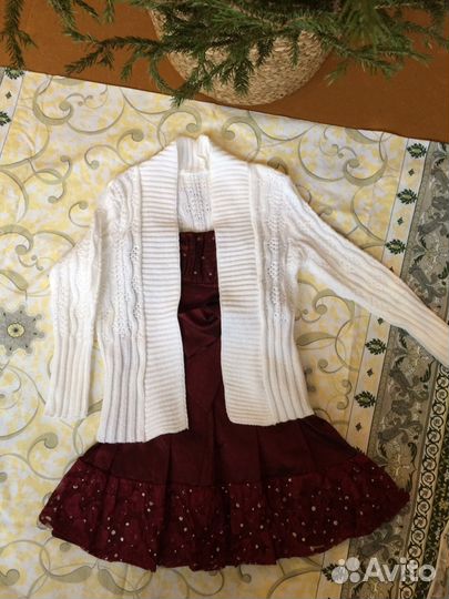 Вязанная белая кофта на девочку рост 122