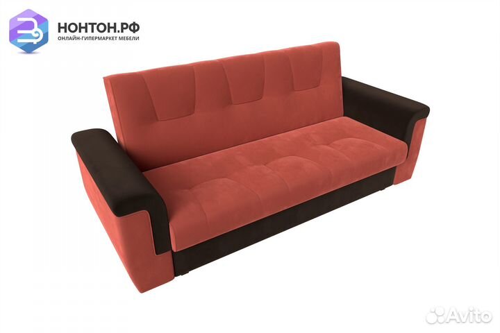 Диван книжка Эллиот микровельвет коралловый / кори