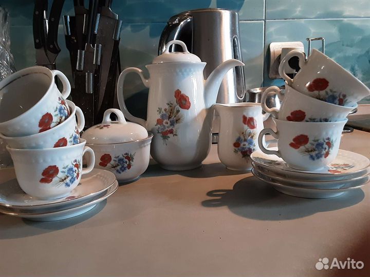 Кофейный фарфоровый набор канла ГДР