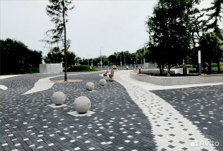 Тротуарная плитка антик Мрамор Белый