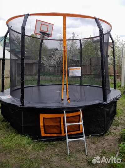 Батут каркасный с баскетбольным кольцом
