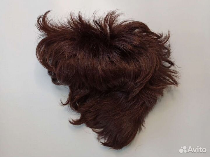 Парик женский, короткая стрижка, каштановый