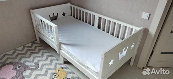 Кроватка Лисенок от 2х лет высокий борт берёза