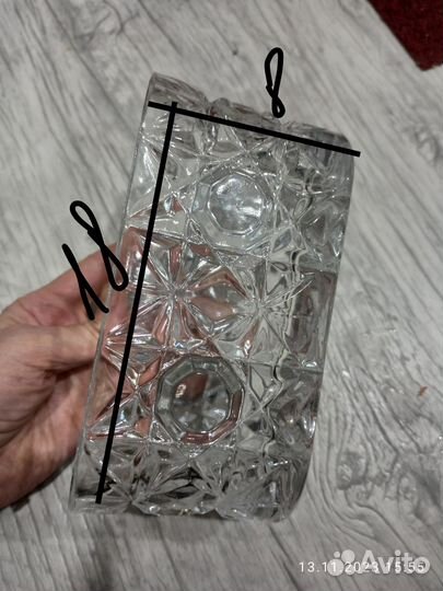 Винтаж хрустальная ваза-ладья салфетница Чехия