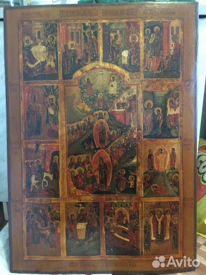 Храмовая икона Двунадесятые 85*61*4см.золото