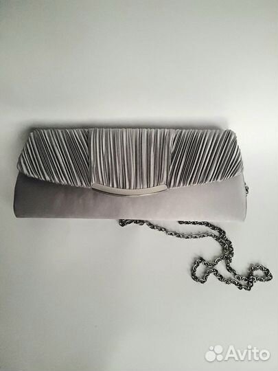 Женская сумка клатч серебристый атлас Eleganzza