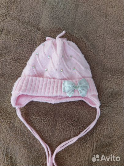 Шапка для девочки тёплая с подкладом, 3-6 месяцев