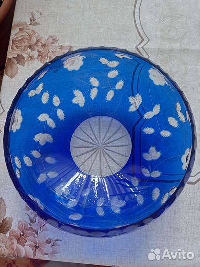 Ваза для фруктов цветной хрусталь, ГДР