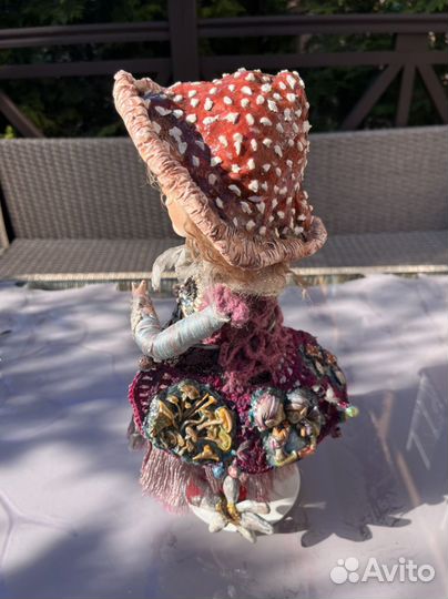 Фарфоровая коллекционная кукла гном мухомор 2