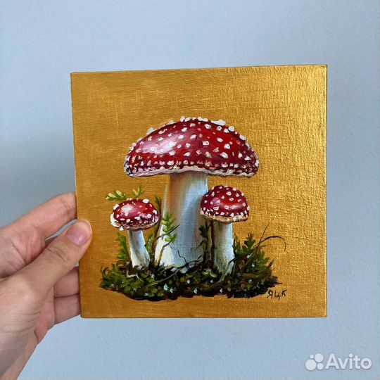 Картина маслом на холсте грибы