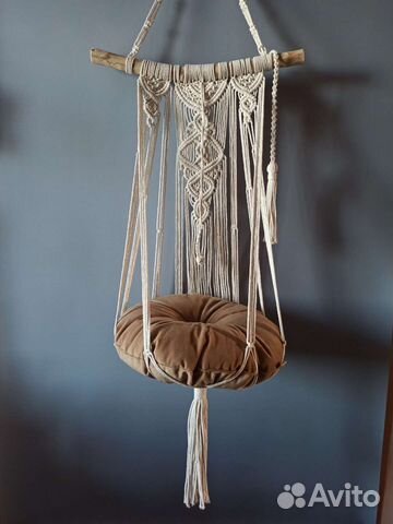 Подвесной гамак, лежанка с подушечкой. Макраме