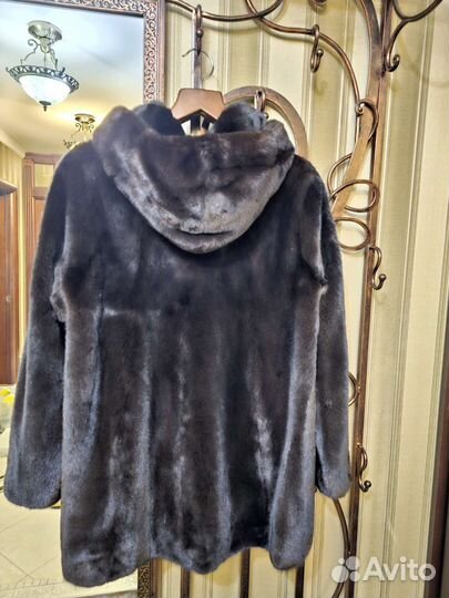 Шуба норковая с капюшоном