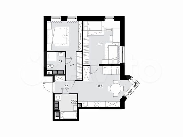 2-к. квартира, 61,9 м², 23/28 эт.