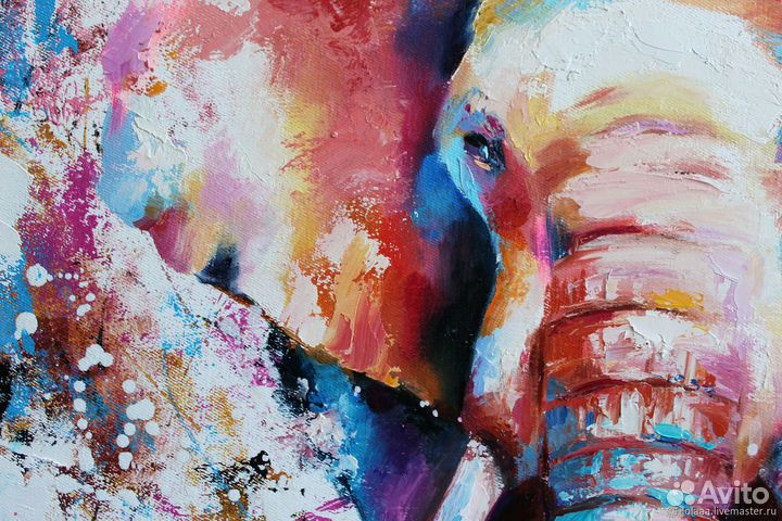 Картина маслом на холсте Слон 50/60 см