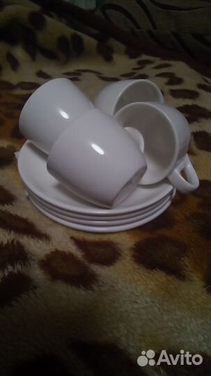 Набор кофейный белый + молочник и ваза