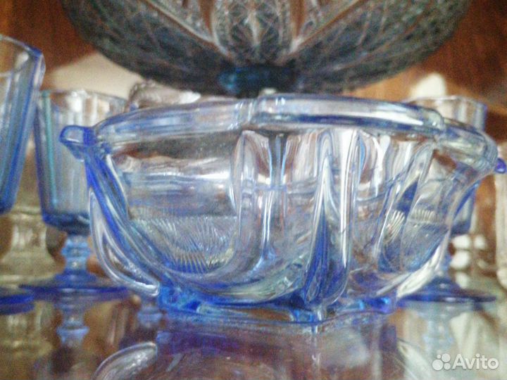 Рюмки лафитники антикварное синее стекло