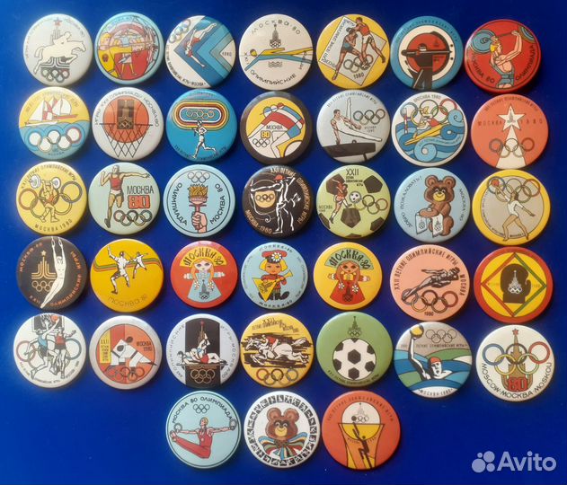 Набор значков Олимпиада 80. Пластик. 38 знаков