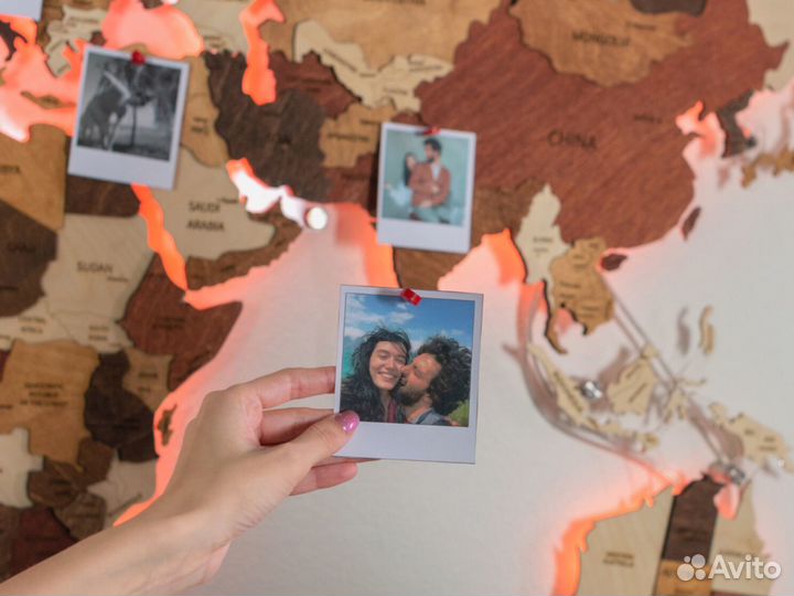 Деревянная карта мира с подсветкой