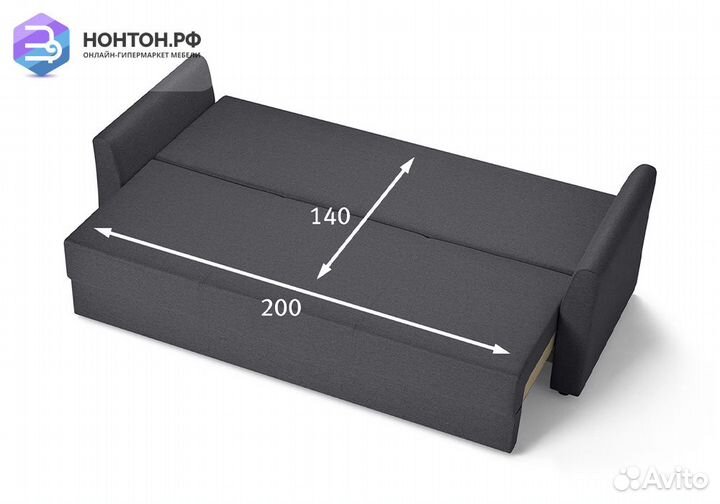 Диван еврокнижка Монца темный графитовый