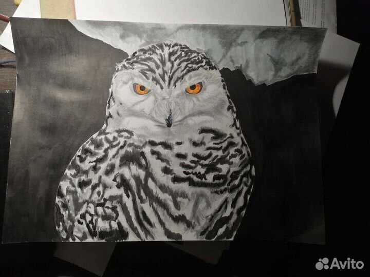 Сова картина ручная работа