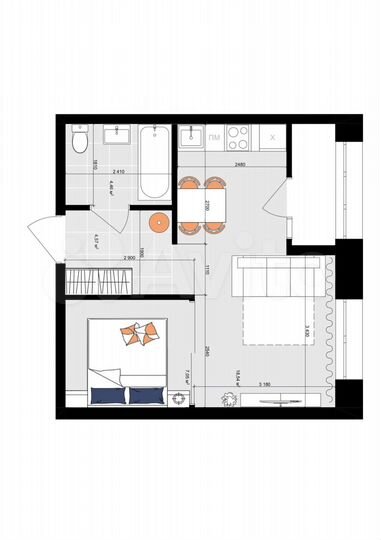 1-к. квартира, 37 м², 3/19 эт.
